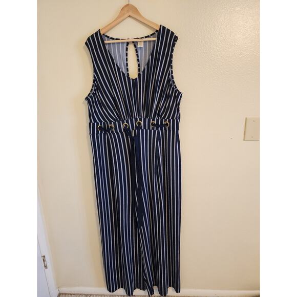 WRAPPER Blue and White Striped Sleeveless Jumper Size 3X - Picture 1 of 5